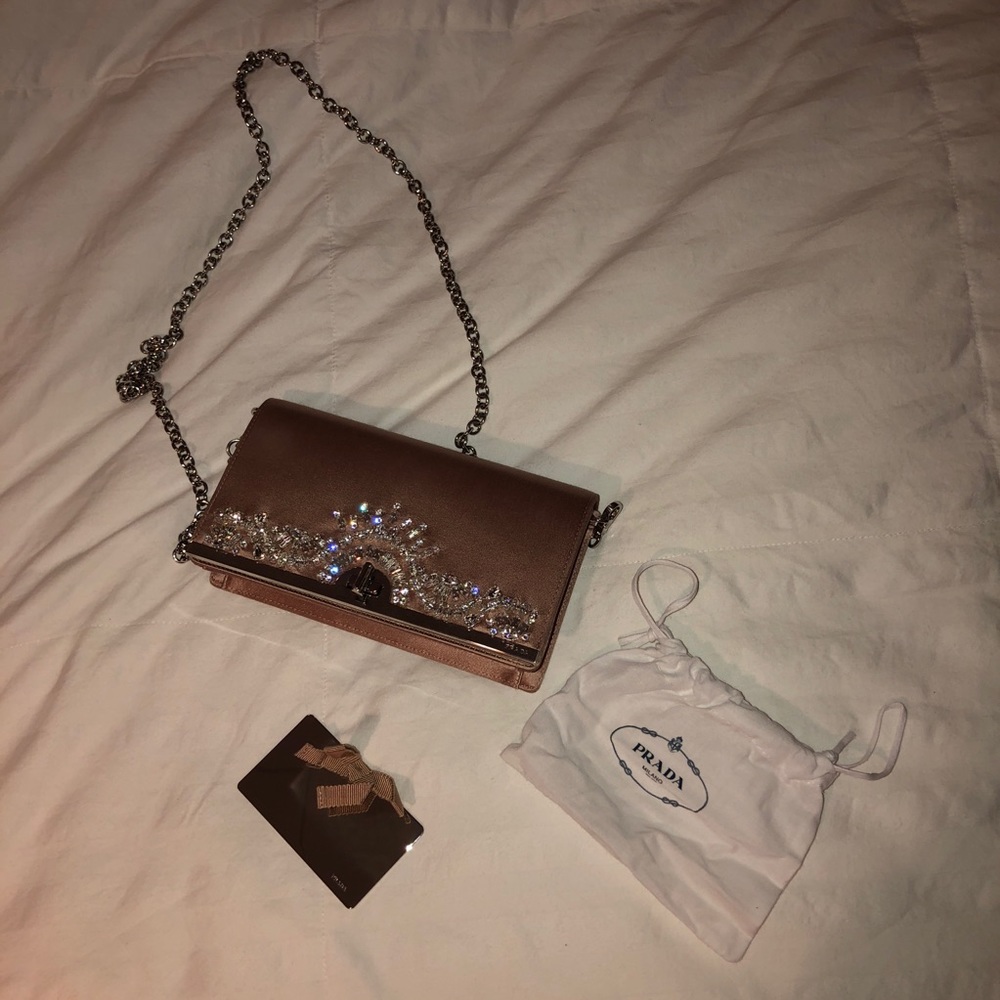 PRADA- Satin clutch with crystals - Picture 2 of 8